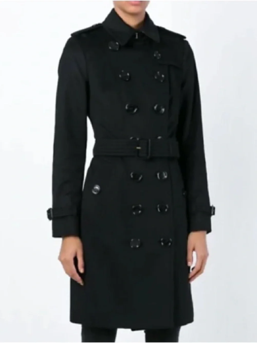 Burberry Trench The Sandringham Heritage Coat Medium Double Breasted Black US16 - Picture 5 of 10